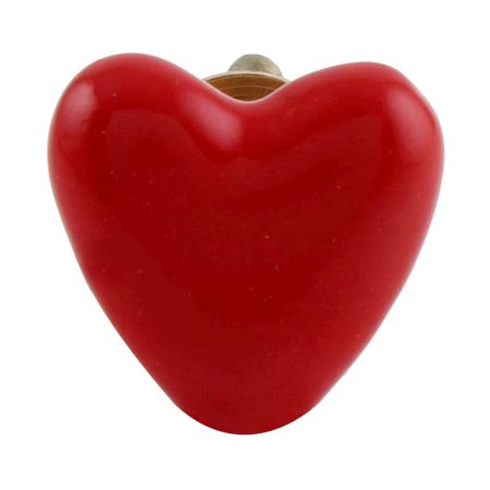 Red Tiny Heart Ceramic Cabinet Knobs